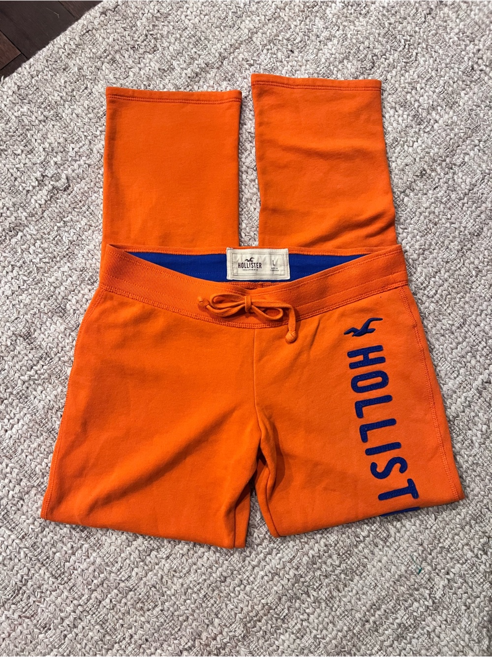 Hollister Bright Orange Kids Lounge Shorts with Blue Logo